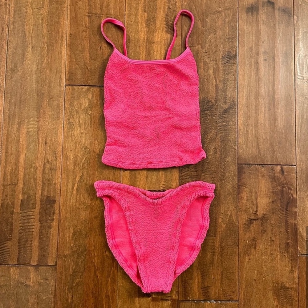 Hunza G tankini bikini set. Hot pink. Never worn, new with tags.